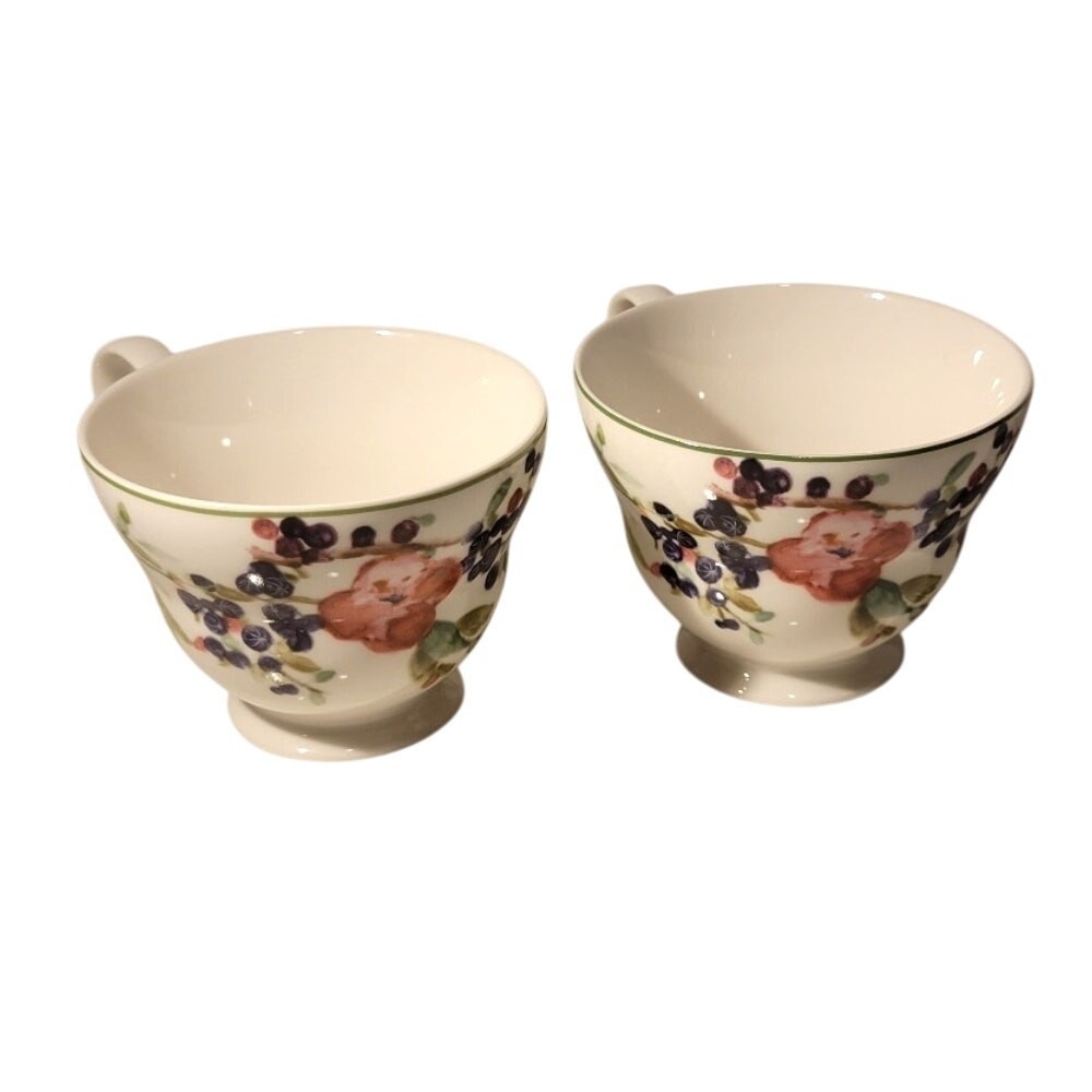 Charter Club Wild Flowers Tea‎ Coffee Cups Set of 2 Floral Farmhouse